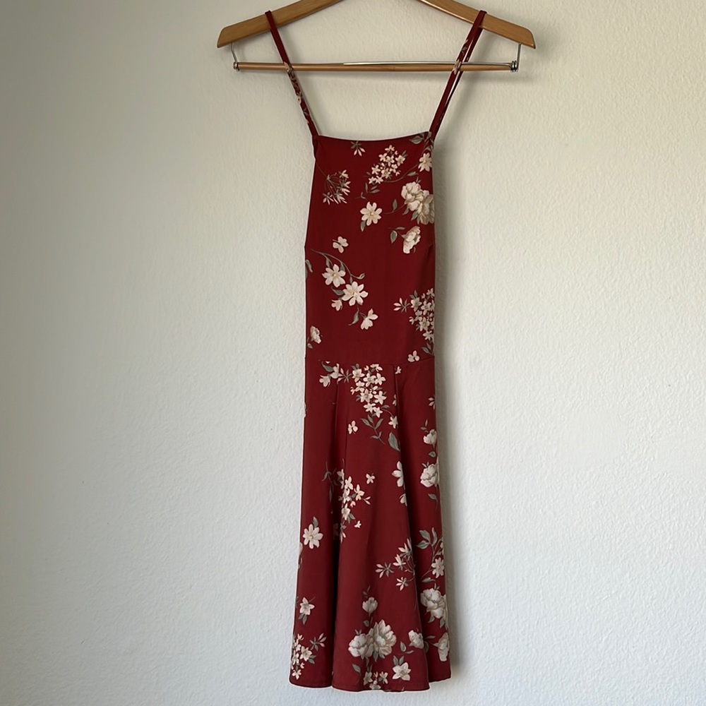 Brandy Melville red floral cut out dress, OS